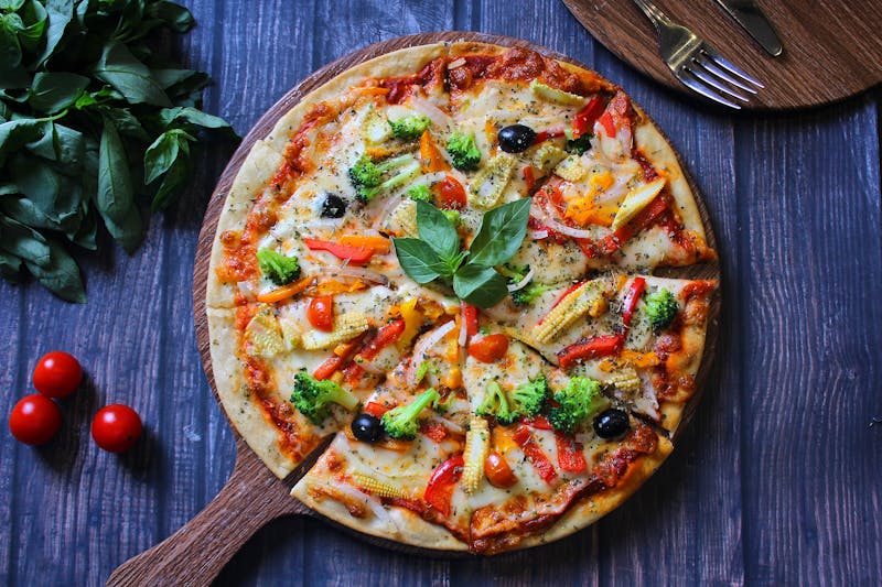Pizza factory signature pizza with fresh toppings